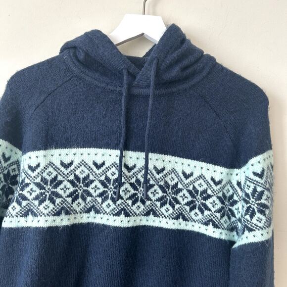 Hawker Rye Sweater Mens Size L Pullover Hoodie Intarsia Fair Isle Blue Soft - Picture 2 of 6
